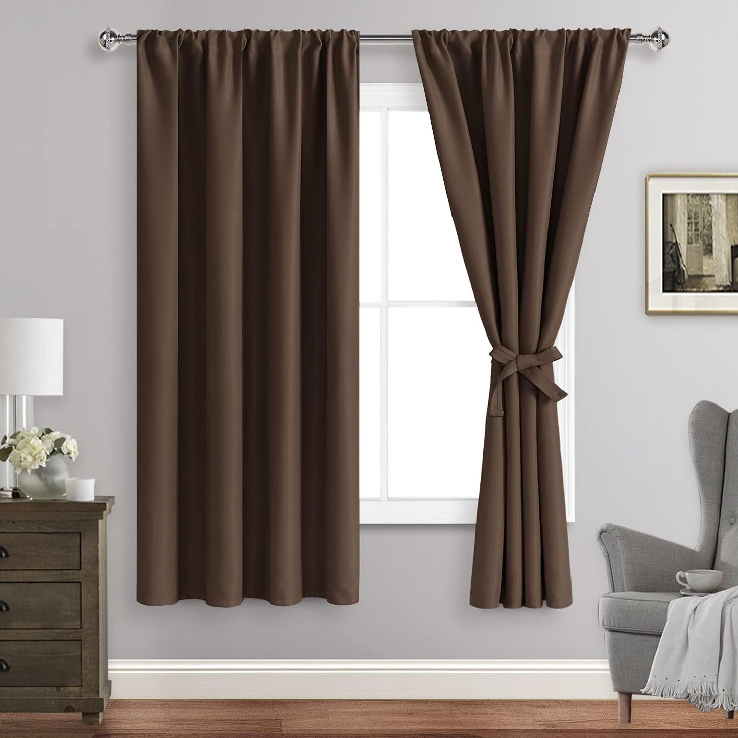 JIUZHEN Blackout Curtains for Bedroom Thermal Insulated Noise Reducing