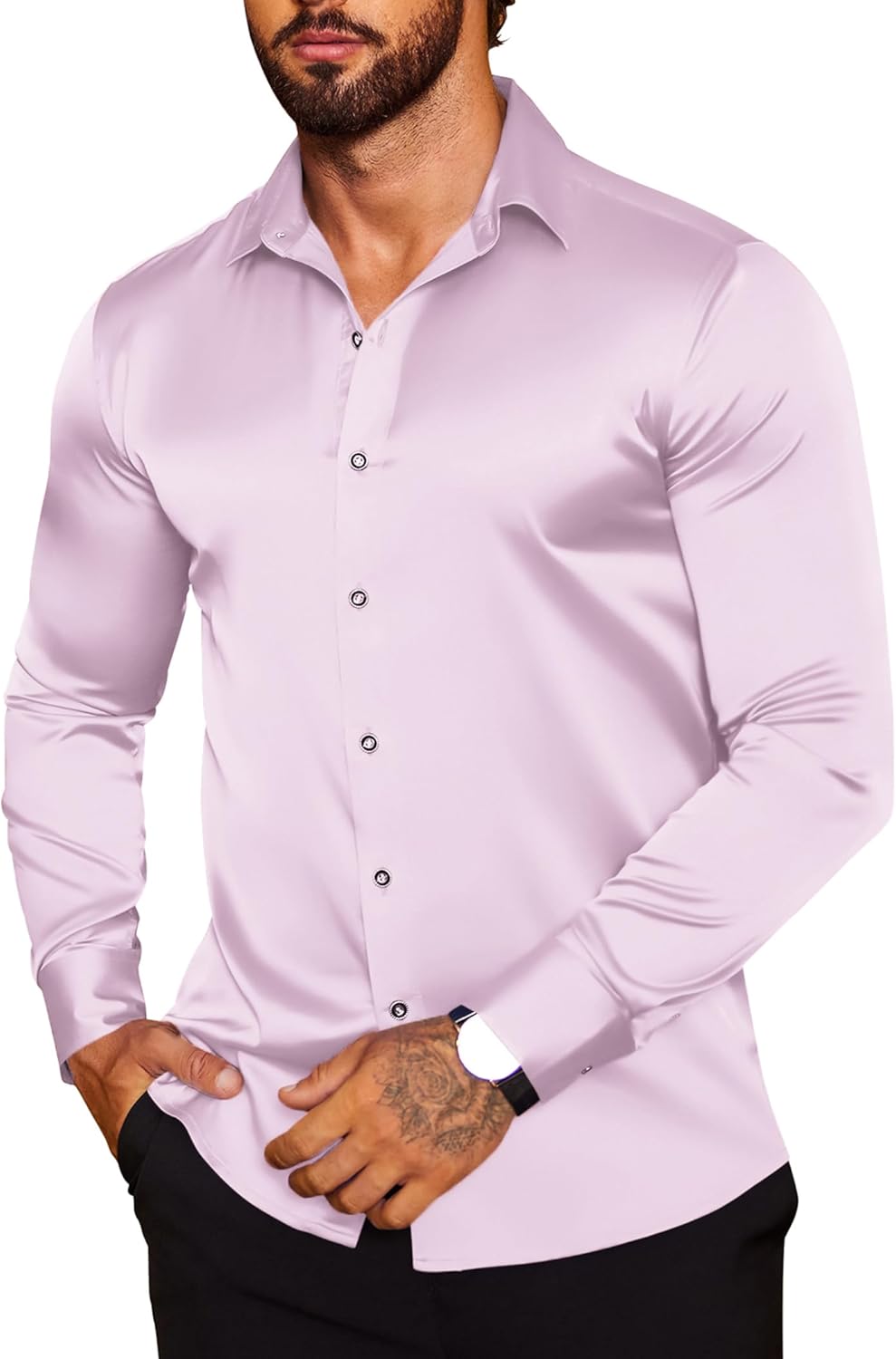 Stylish Men's Silk Satin Dress Shirt for Parties and Weddings