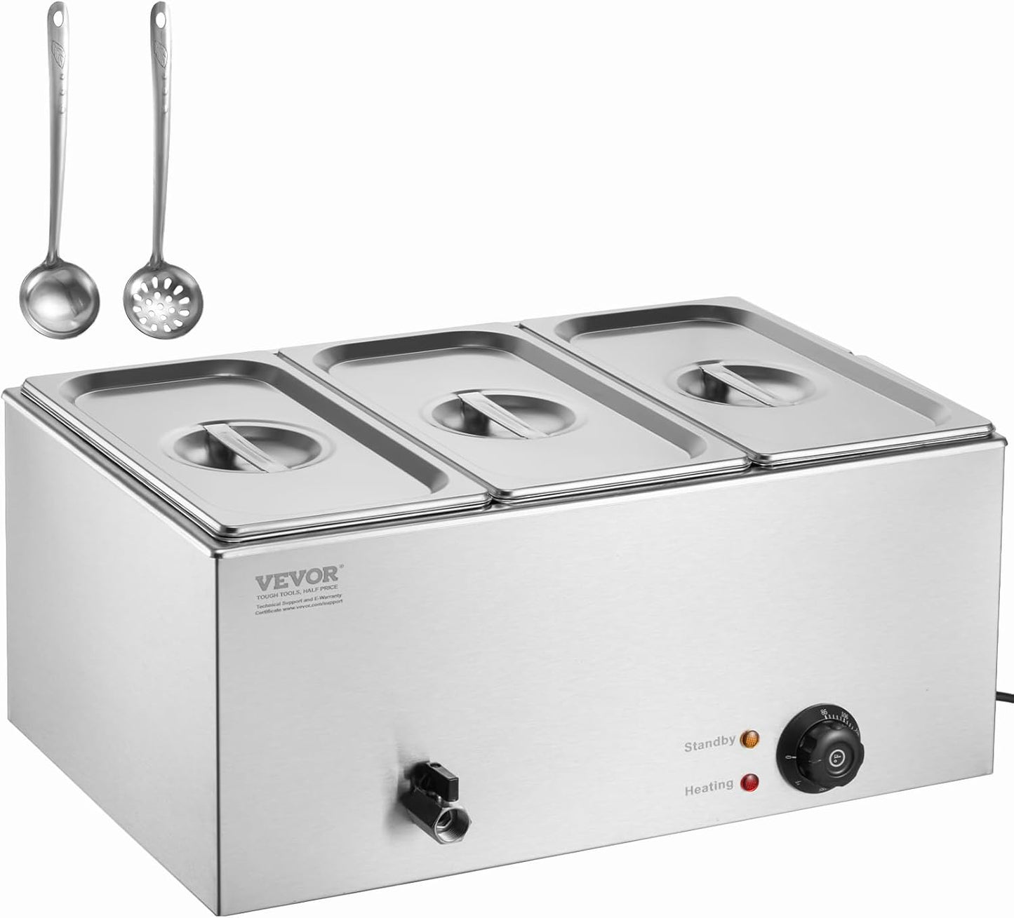 VEVOR 3-Pan Commercial Food Warmer for Catering and Restaurants