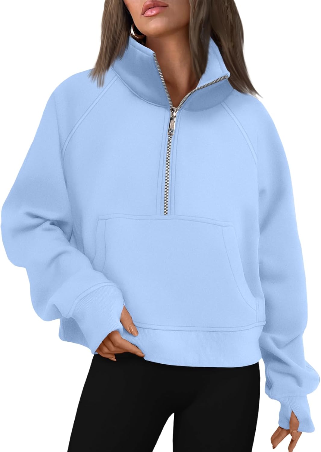 AUTOMET Womens Half Zip Cropped Pullover for Fall Fashion