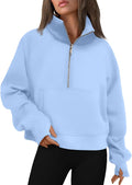 AUTOMET Womens Half Zip Cropped Pullover - Warm Fleece Top