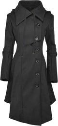 Long Trench Pea Coat for Women - Gothic Wool Blend Trenchcoat