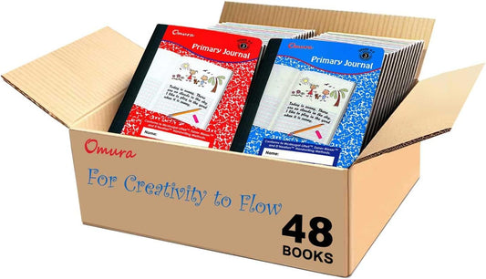 OMURA Primary Journal 48-Pack: Half Page Ruled Notebook