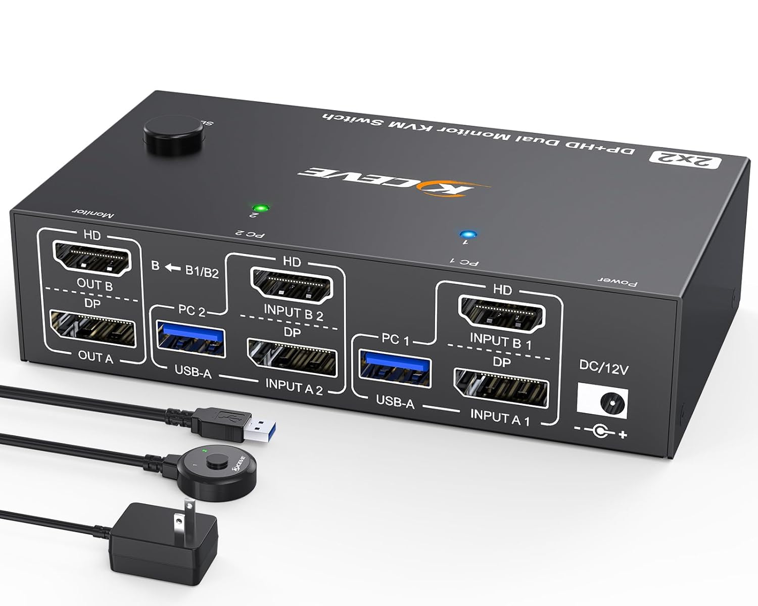 4K@144Hz KVM Switch for Dual Monitors and 2 Computers