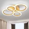 Modern LED Ceiling Light Gold 4 Rings Flush Mount - Contemporary 4000K