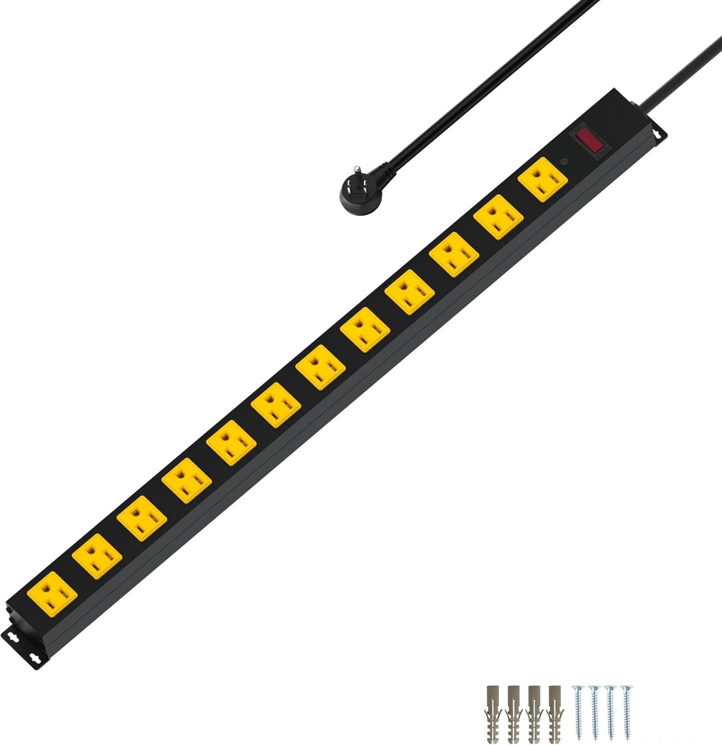 Metal 12 Outlet Mountable Power Strip for Heavy Duty Use