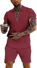 URRU Men's Polo Shirt and Shorts Set for Summer Casual Style