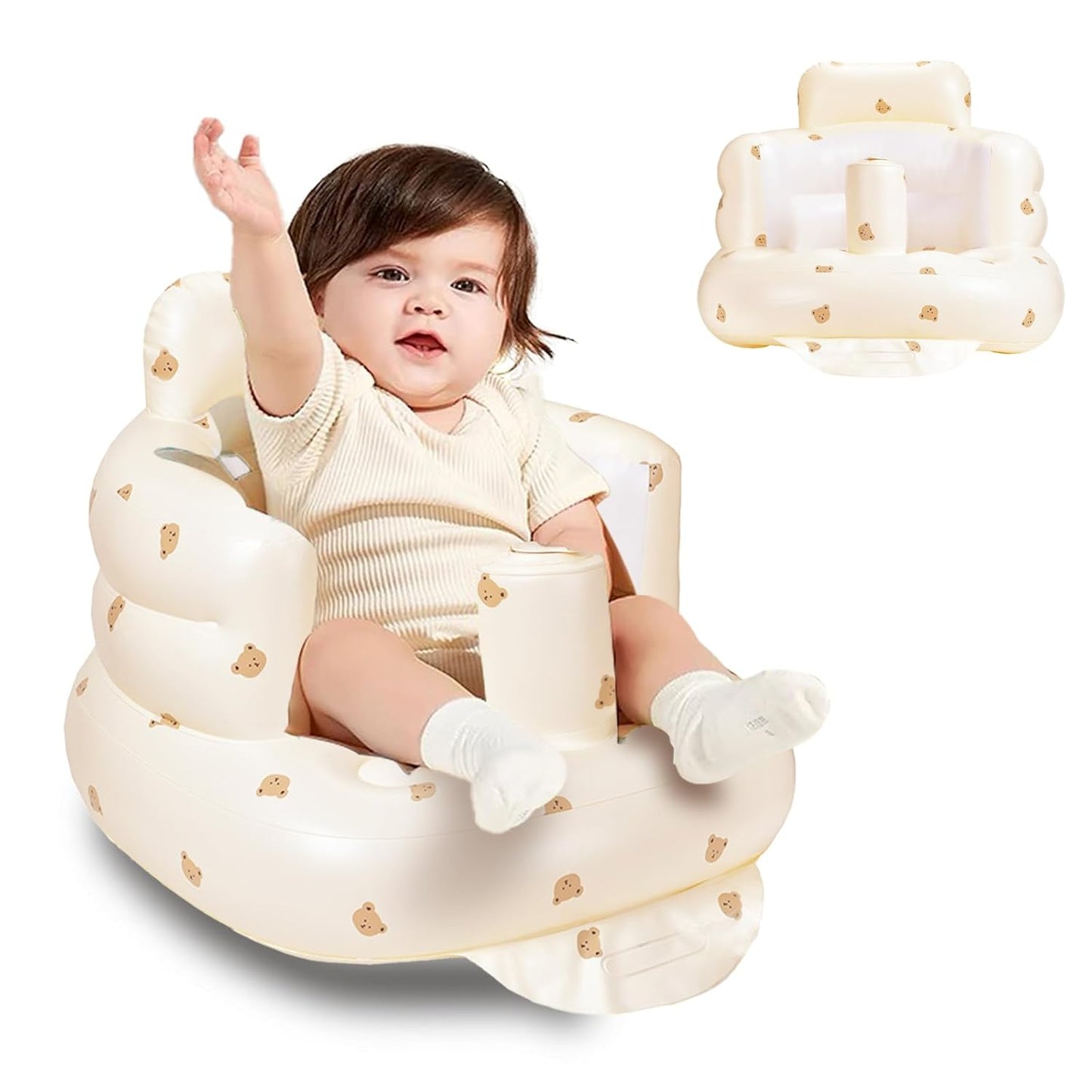 Camping Baby Seat with Air Pump - Yellow Bear