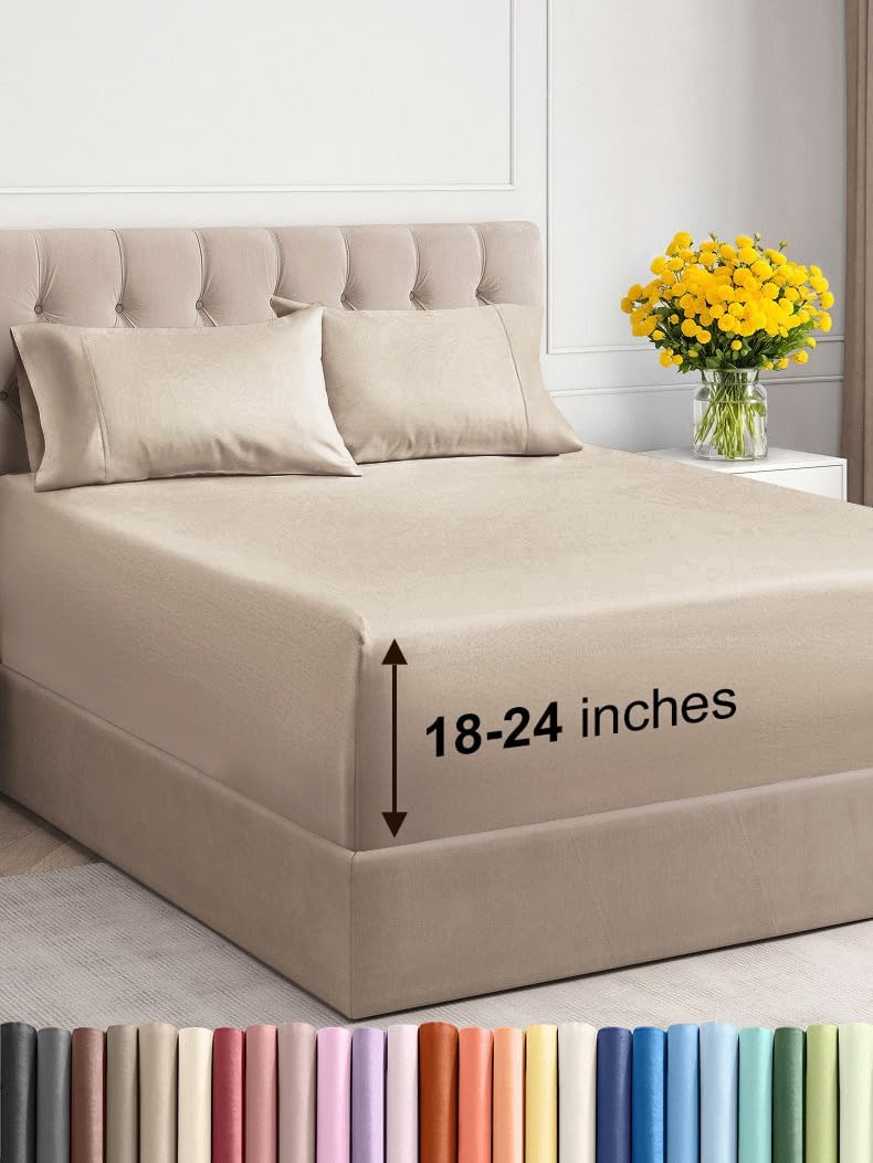 Extra Deep Twin XL Sheet Set - Breathable & Cooling Luxury Sheets