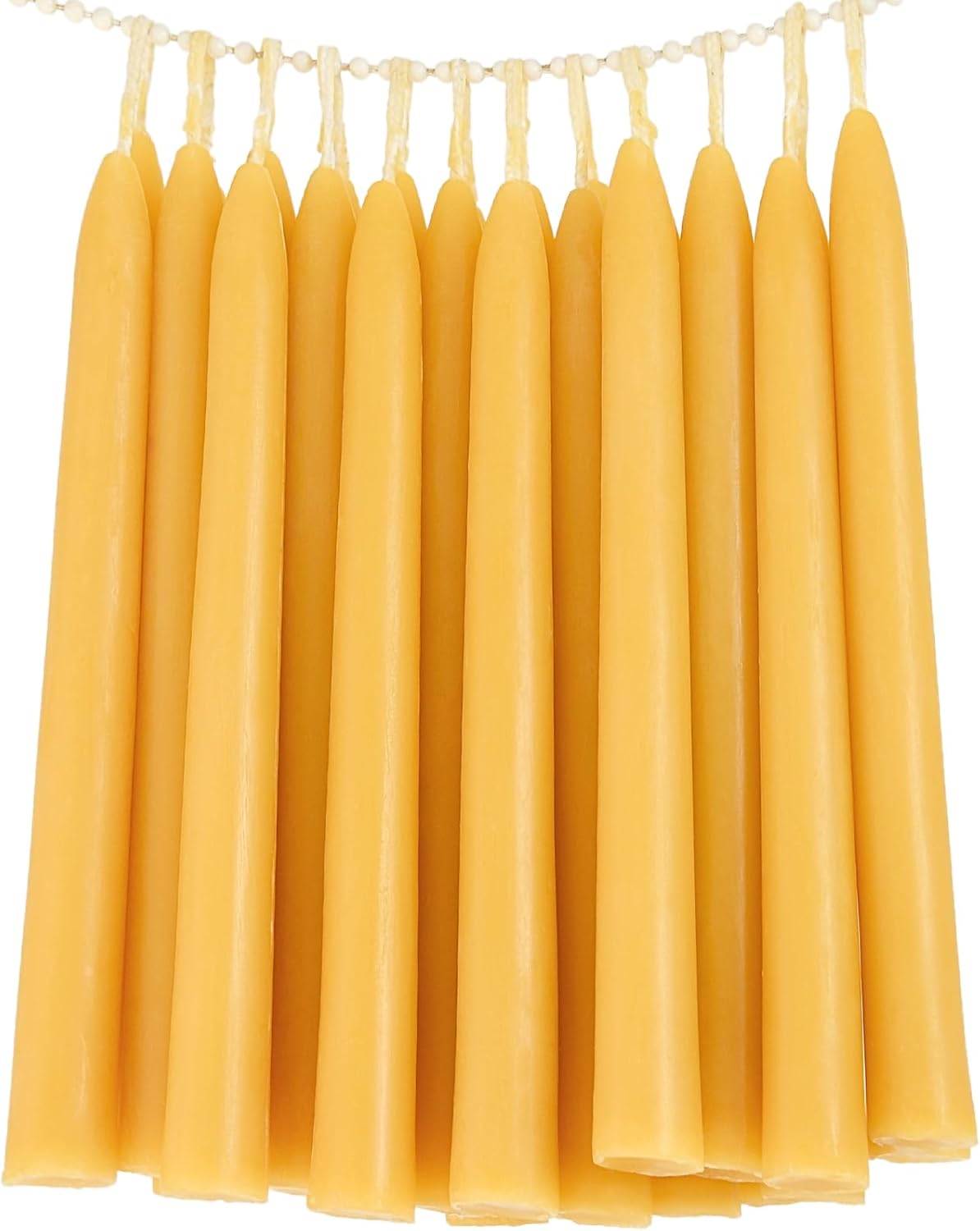 24 Pack Beeswax Taper Candles - All Natural Dripless 8 in Yellow