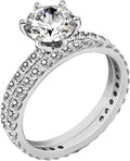 Platinum-Plated Sterling Silver Bridal Ring Set - Classic Sparkle
