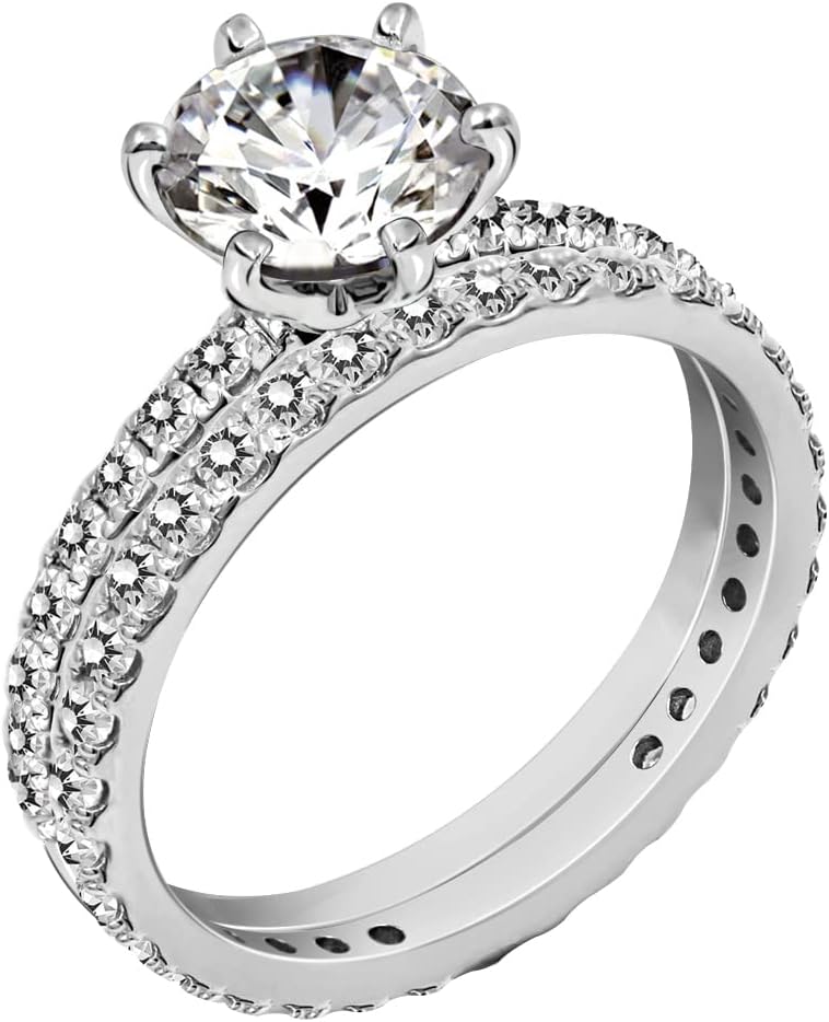 Platinum or Gold Plated Sterling Silver Wedding Set Rings Review