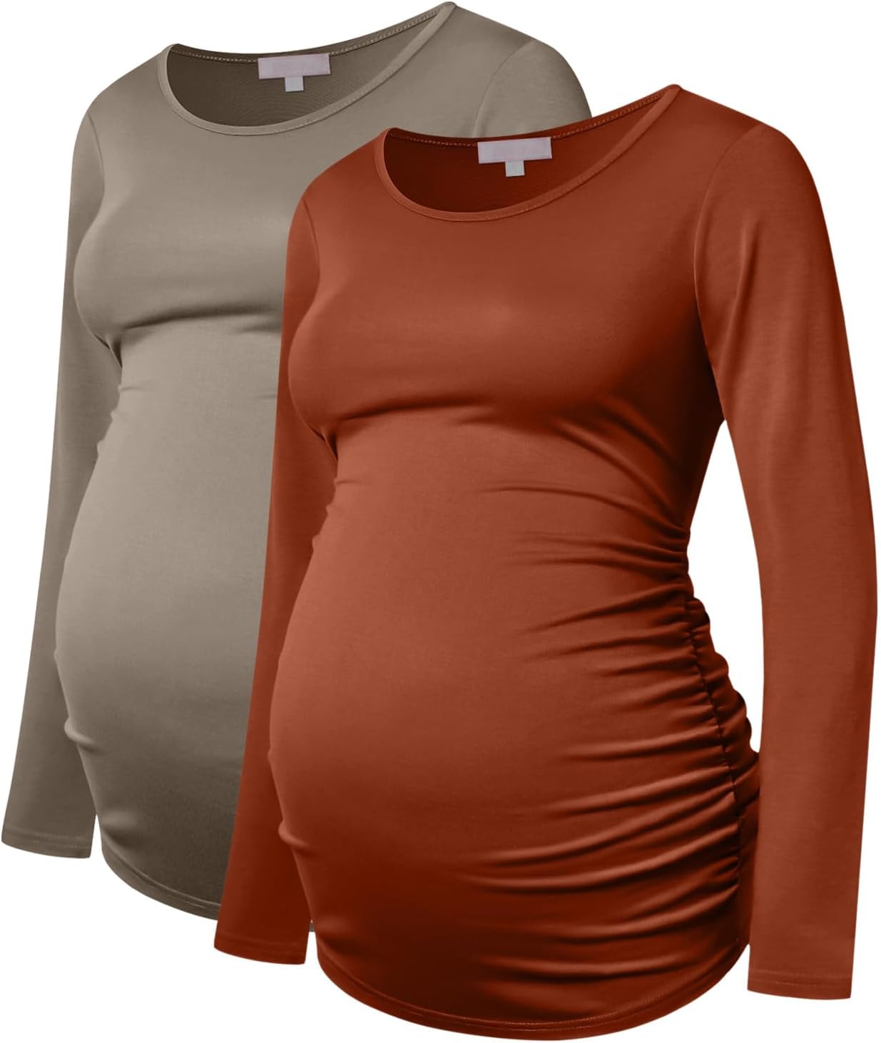 Maternity Shirt Long Sleeve Basic Top Ruch Sides for Comfort