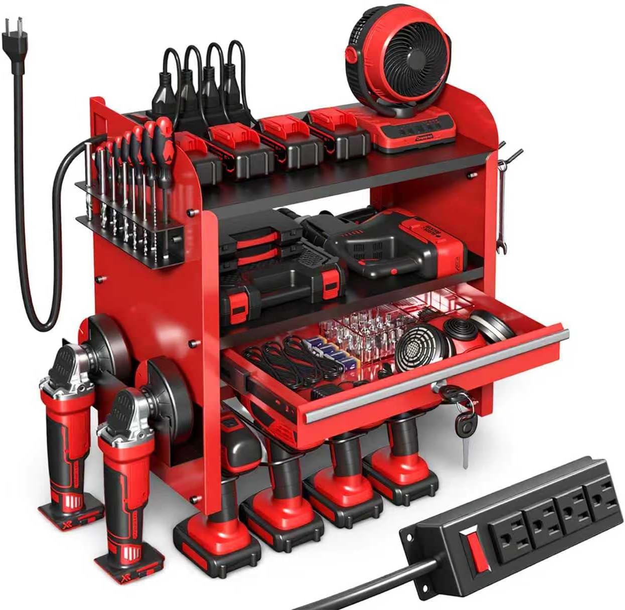 KSVO Power Tool Organizer Wall Mount with Locking Drawers