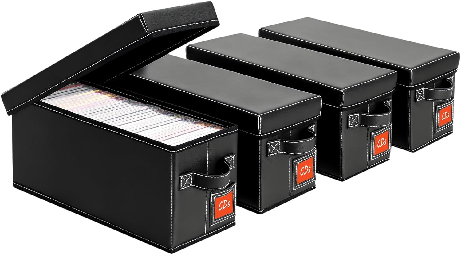 CD Storage Case with Lid & Handle for Organized Media Storage