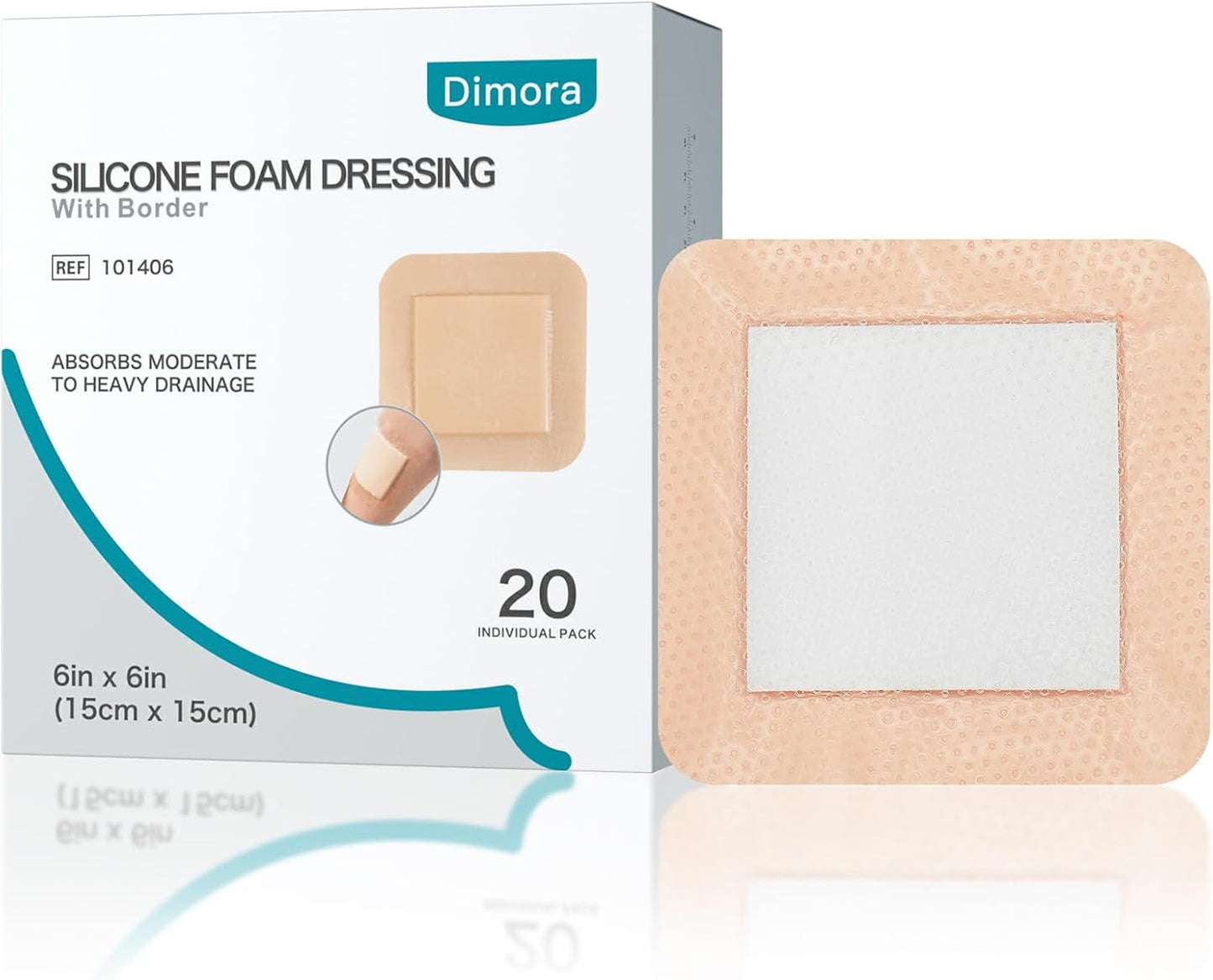 Dimora Silicone Foam Dressing 6x6 Waterproof Wound Care Bandage