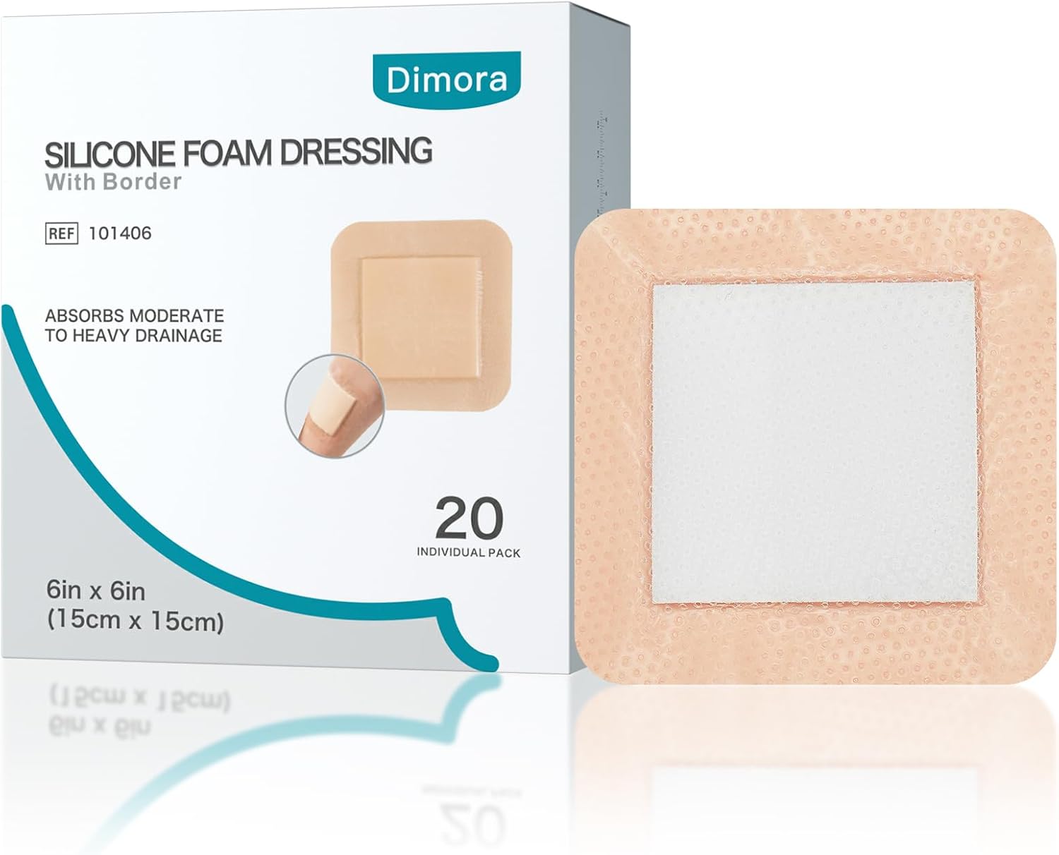 Dimora Silicone Foam Dressing 6x6 Waterproof Wound Care Bandage