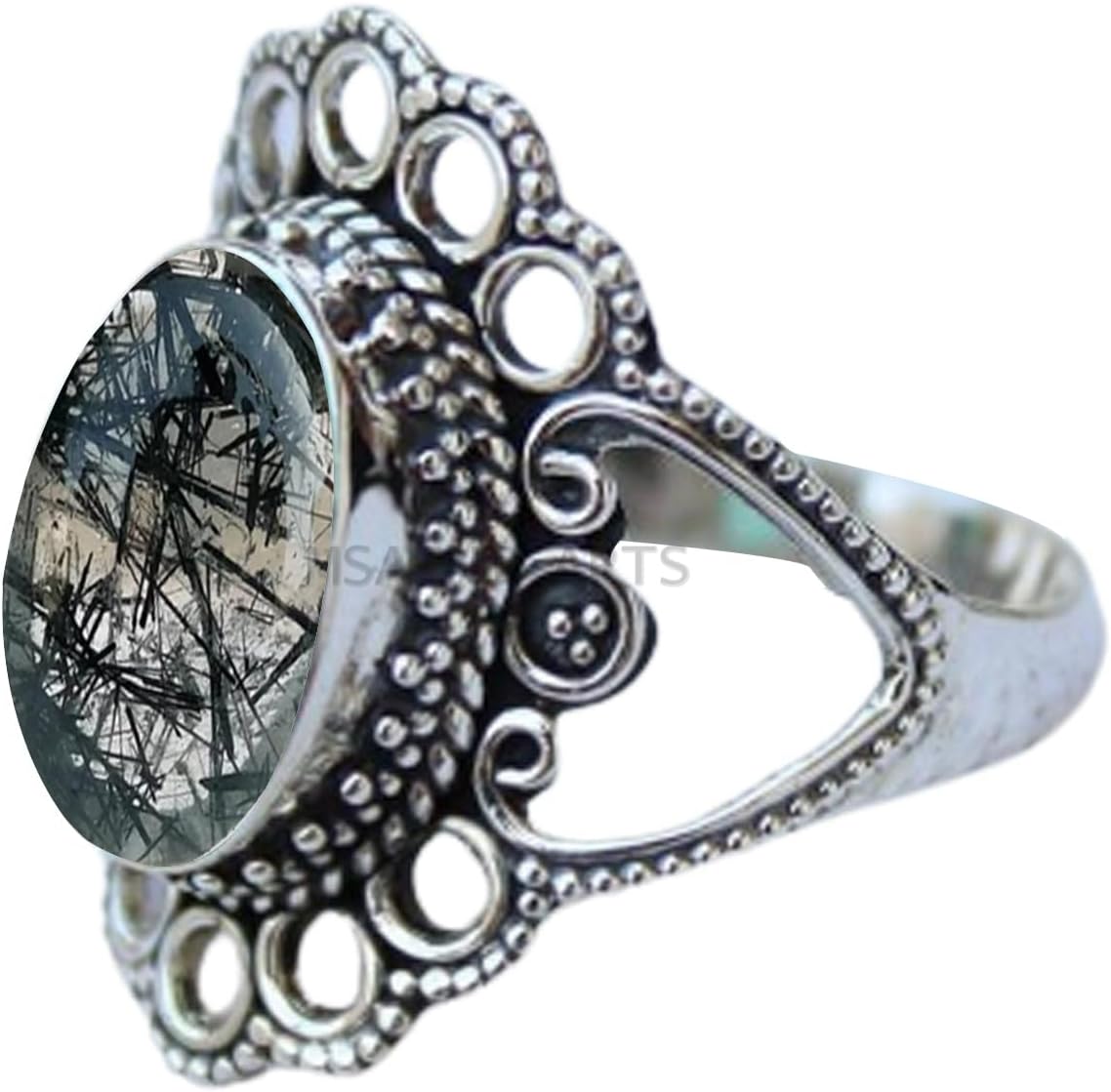 Solid 925 Sterling Silver Ring with Genuine Black Onyx Gemstone