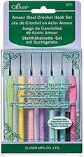 Clover Amour Steel Crochet Hook Set - Comfortable Color-Coded Grip