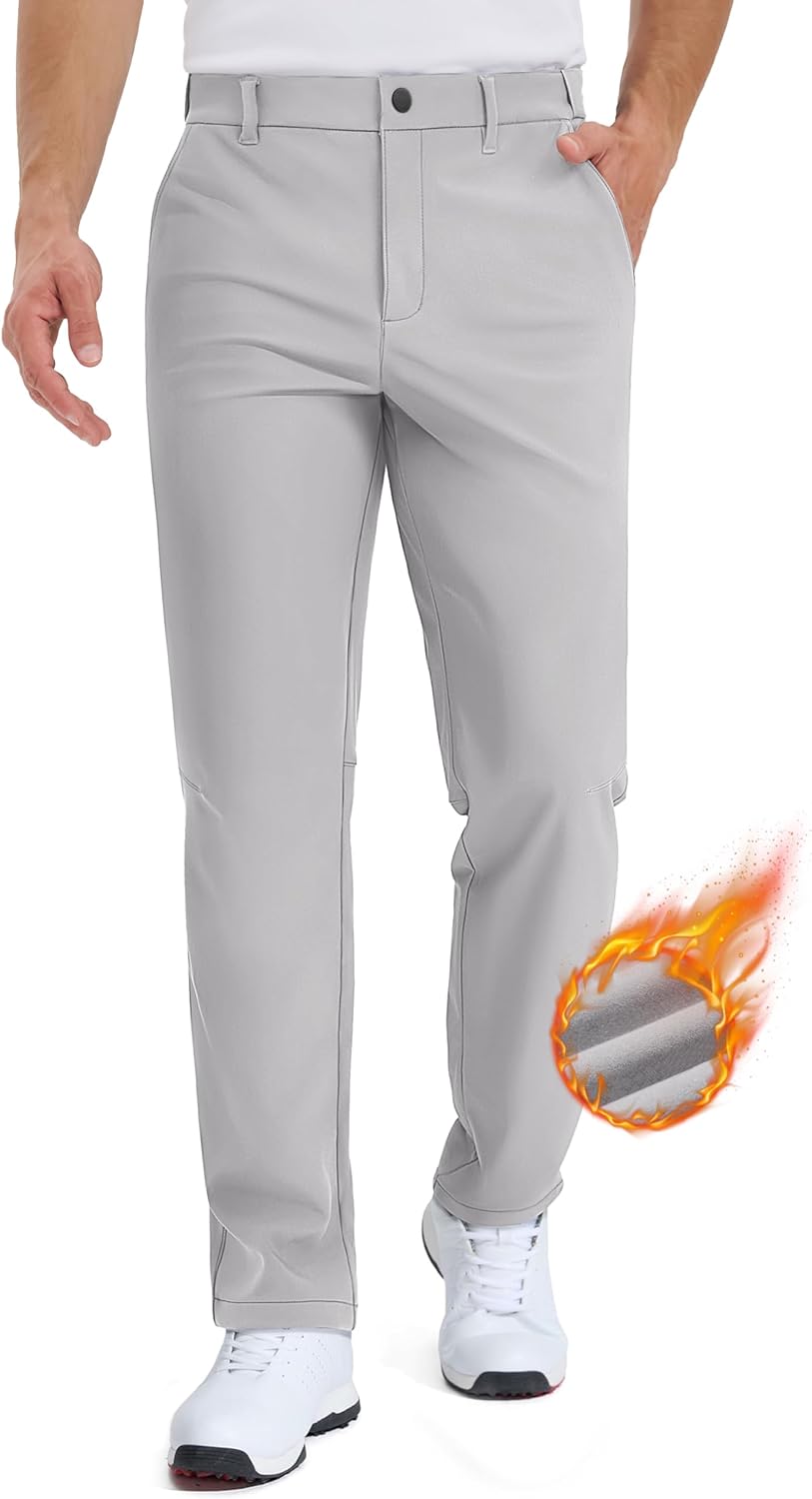 TACVASEN Winter Golf Pants for Men - Fleece Lined Warm Trousers