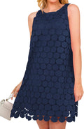 Circle Embroidered Hollow Out Mini Dress - Summer Casual Tank