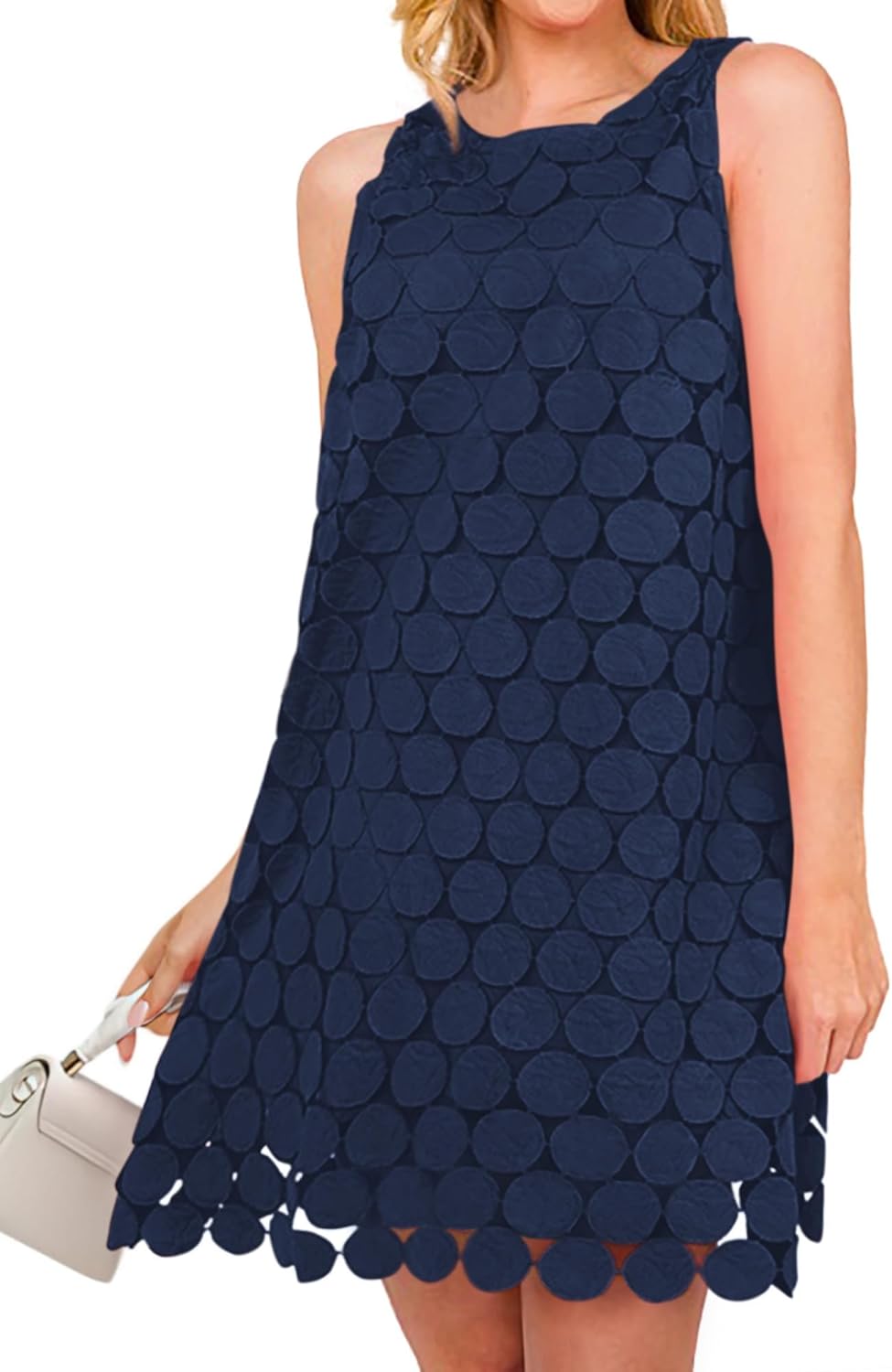 BTFBM Women Hollow Out Circle Embroidered Short Dress for Summer