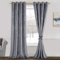 JUIZHEN Grey Velvet Curtains - Room Darkening Luxury 96 Pair