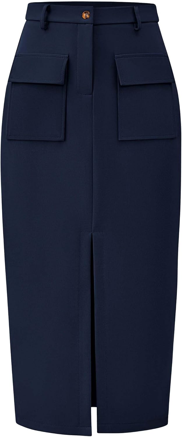KIRUNDO Midi Skirts for Women: Trendy High Waisted Cargo Style