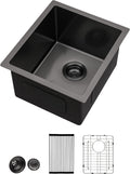 Lordear Black Undermount Bar Sink 13 x15 x 9 in - Compact Luxury