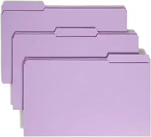 Lavender Legal Size File Folders with Reinforced Tabs for Organization