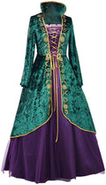 Medieval Green Velvet Witch Dress Cosplay Costume - Plus Sizes