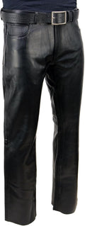 Classic Fit Leather Pants for Men - Black Genuine Motorcycle Pant