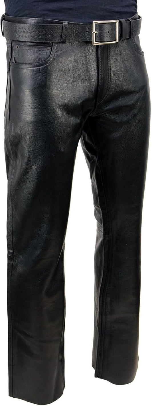 Premium Leather Motorcycle Riding Pants for Men - Classic Fit