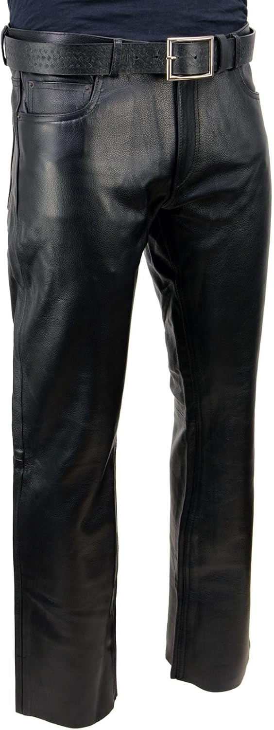 Premium Leather Motorcycle Riding Pants for Men - Classic Fit