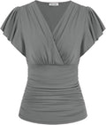 Trendy Ruffle Sleeve Wrap Blouse for Women by GRACE KARIN