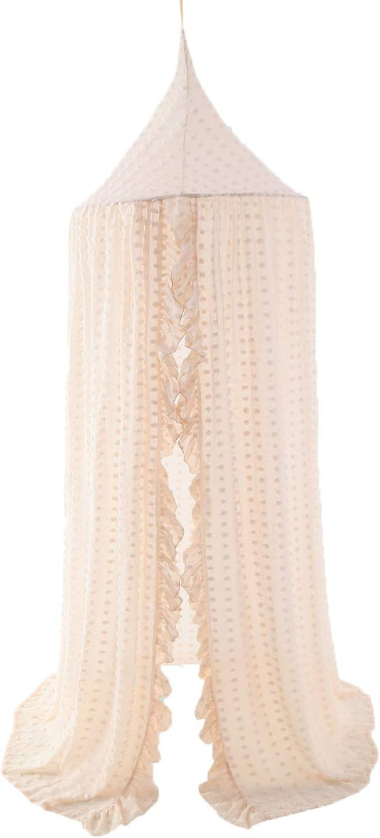 Wonder Space Fairy Princess Bed Canopy - Dreamy Pom Pom Lace Net