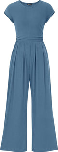 Summer Jumpsuits for Women Ribbed Cap Sleeve Wide Leg (Style 3N64)