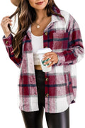 Plaid Shacket Jacket Long Sleeve Button Down Flannel Shirt - Cozy