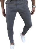 Comfortable Men's Slim Fit Dress Pants with Trendy Plaid Design