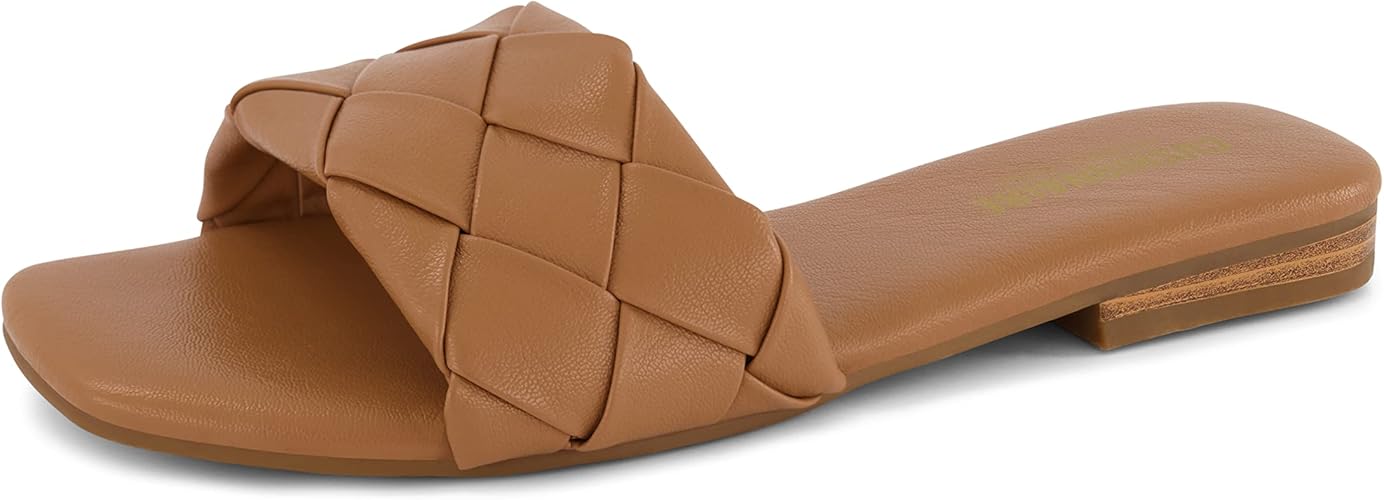 CUSHIONAIRE Women's Franca Woven Slide Sandal with Memory Foam