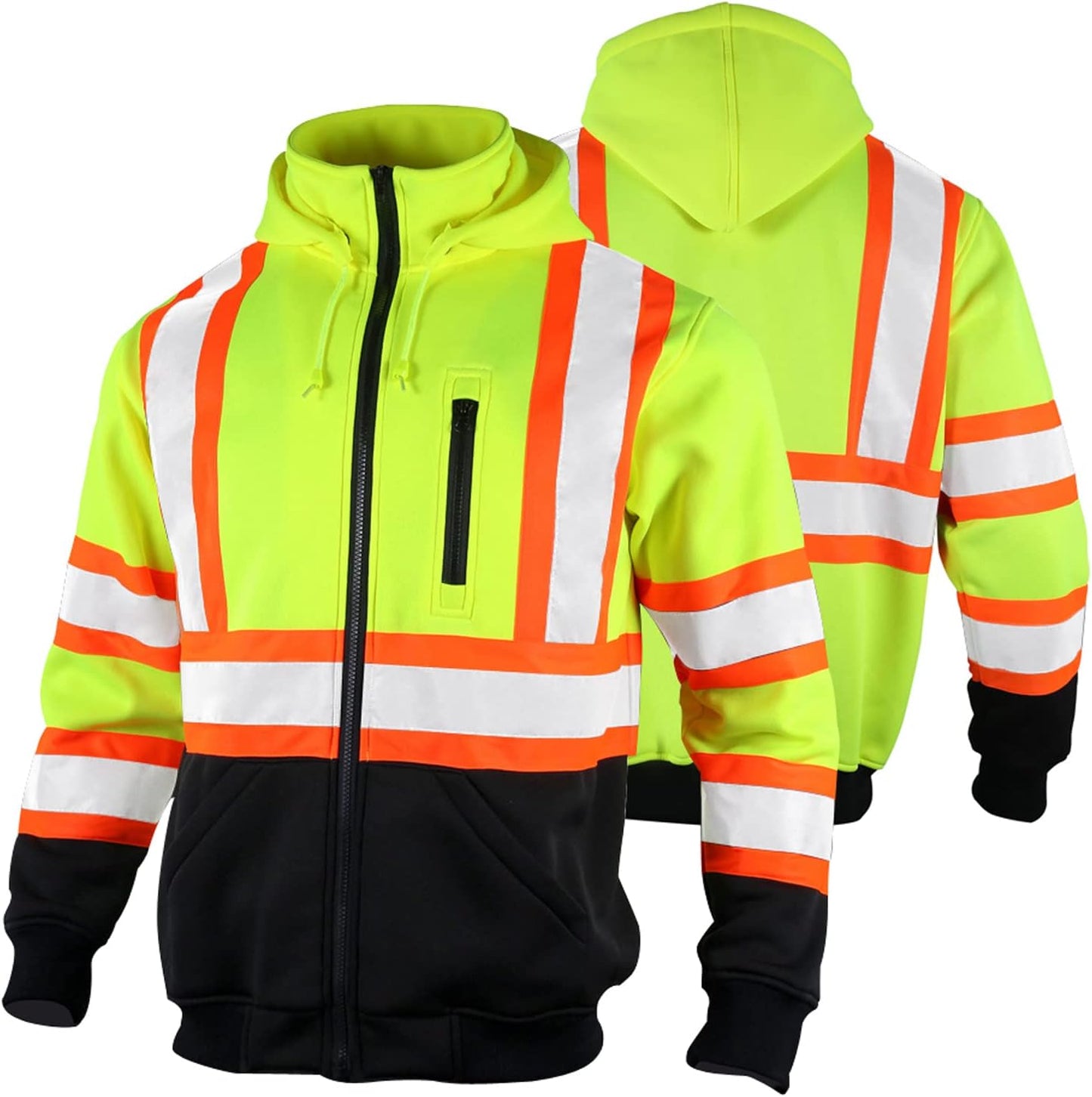 FONIRRA Hi Vis Safety Fleece Zip Hoodie for Men Reflective Wear