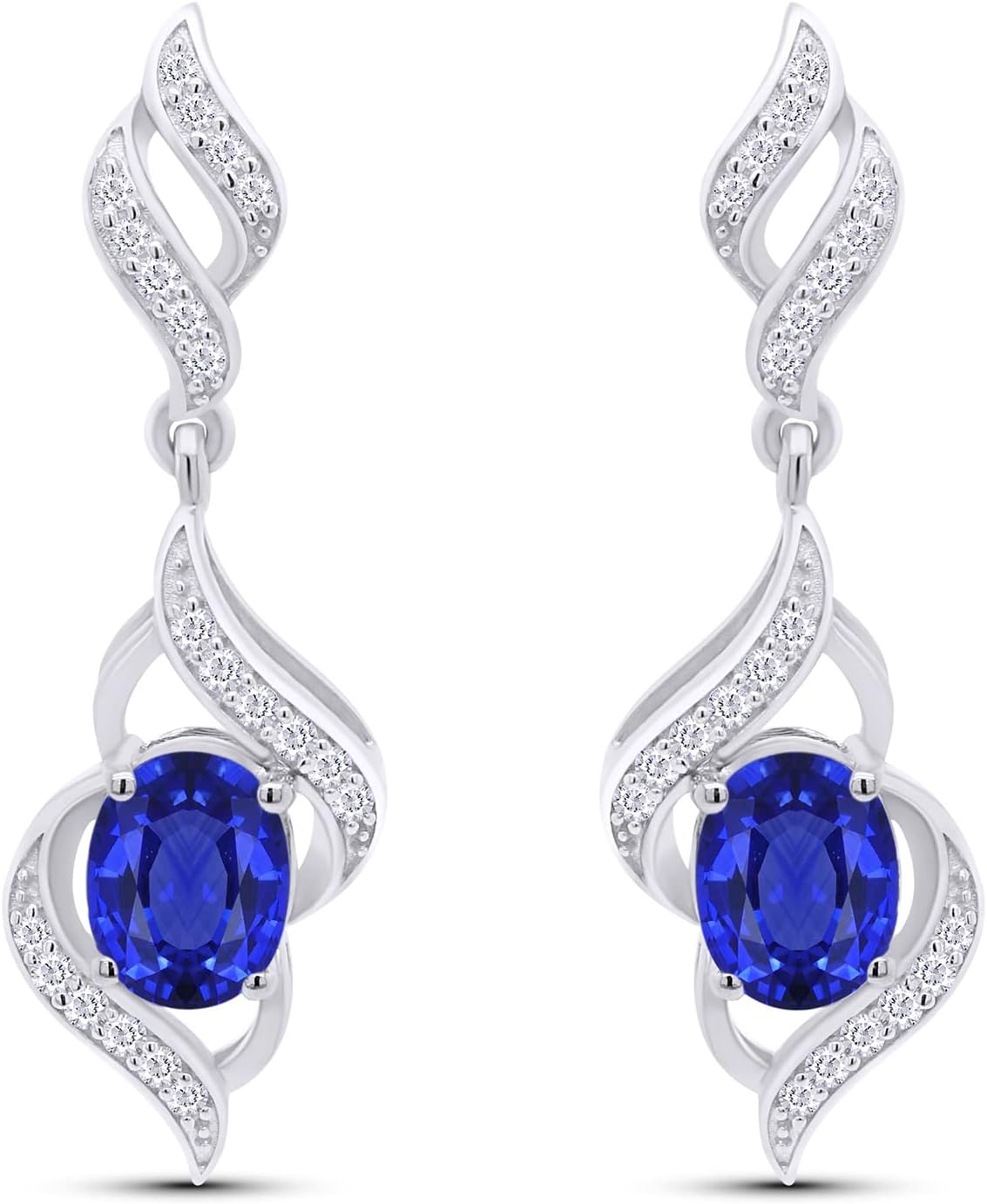 Oval And Round Cut Simulated Birthstone Dangle Earrings Gift
