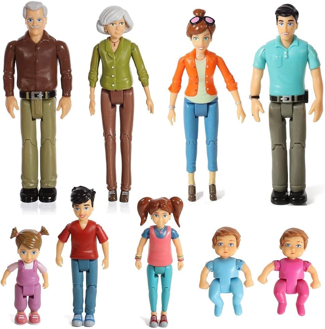 Bendable Doll House Figurines Set of 9 for Family Fun
