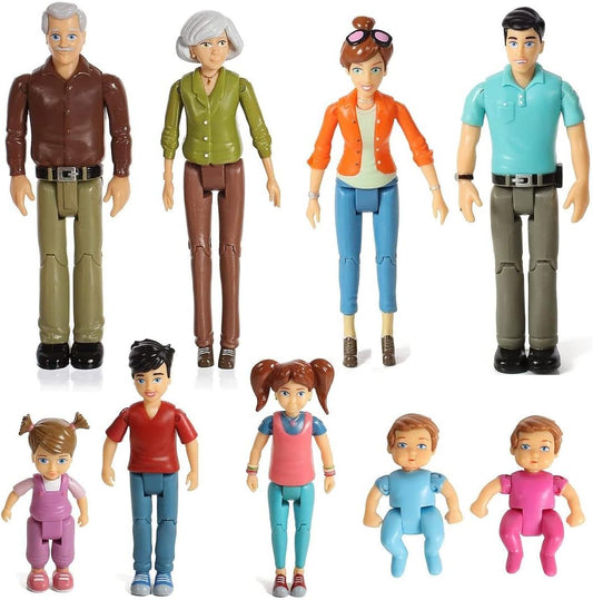 Bendable Doll House Figurines Set of 9 for Family Fun