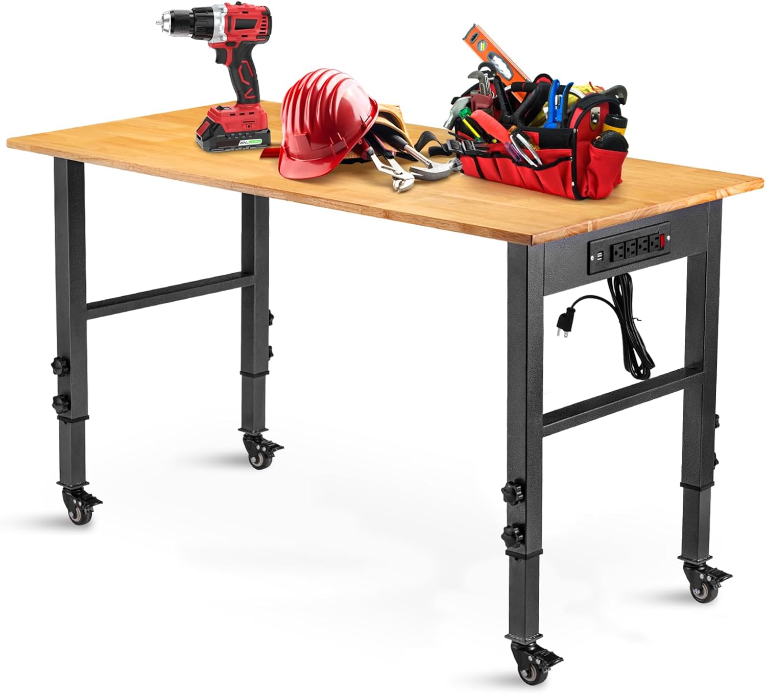 48 Adjustable Workbench with Power Outlet for Heavy Duty Use