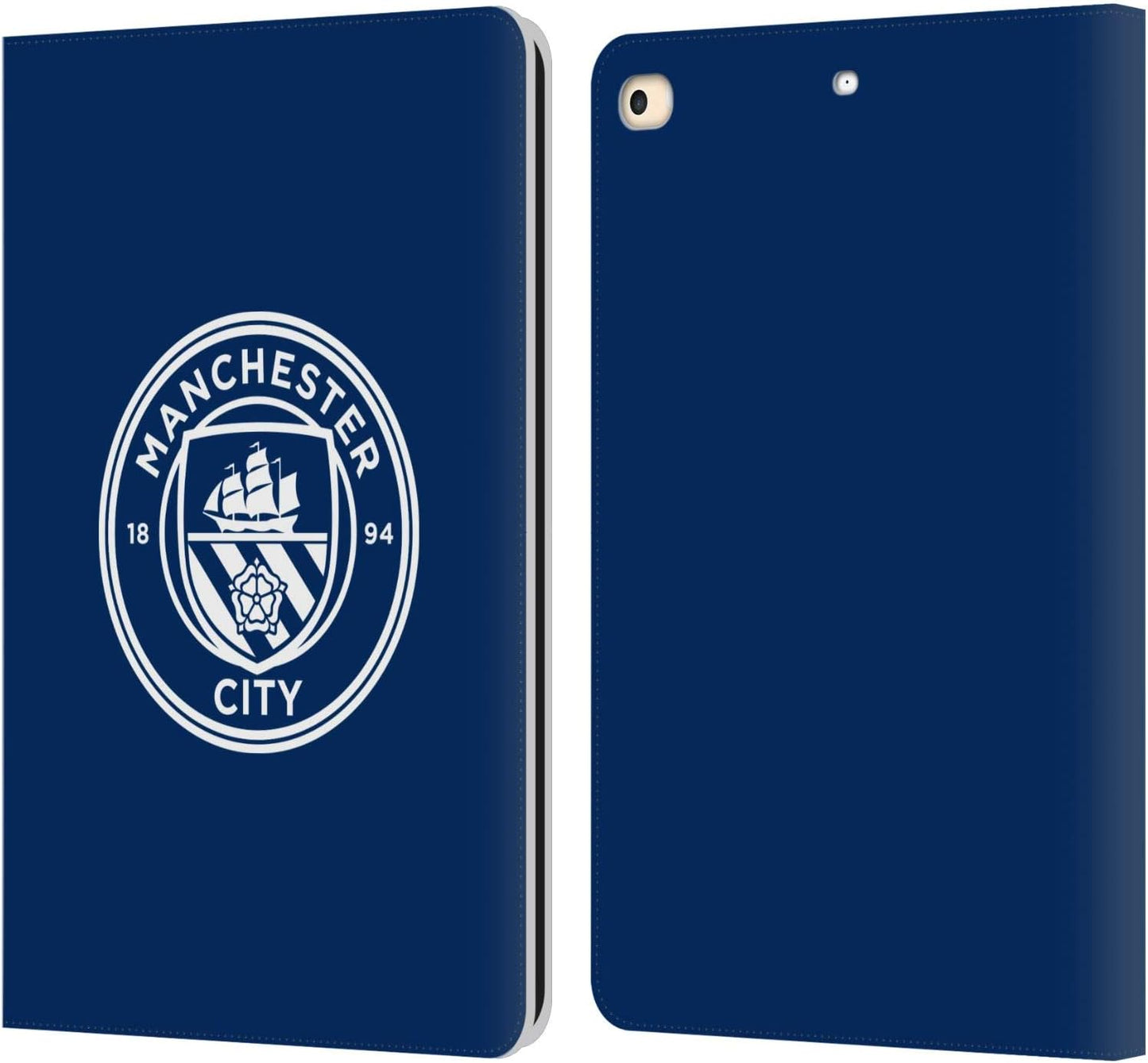 Manchester City FC Obsidian White Leather Wallet Case for iPad