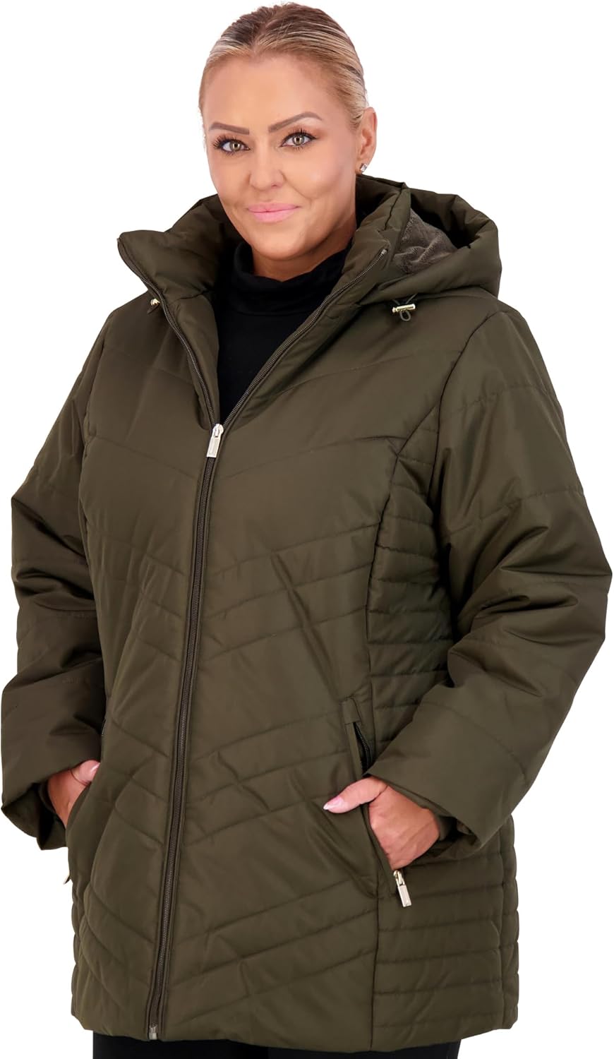 Jones NY Black Puffer Jacket - Hooded Winter Coat