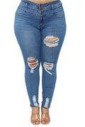 Plus Size Skinny Jeans High Waisted Ankle Ripped Slim Fit Clothing
