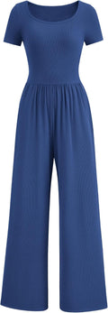 Women's Square Neck Wide Leg Jumpsuit Romper - Dressy Casual Fit 12-14