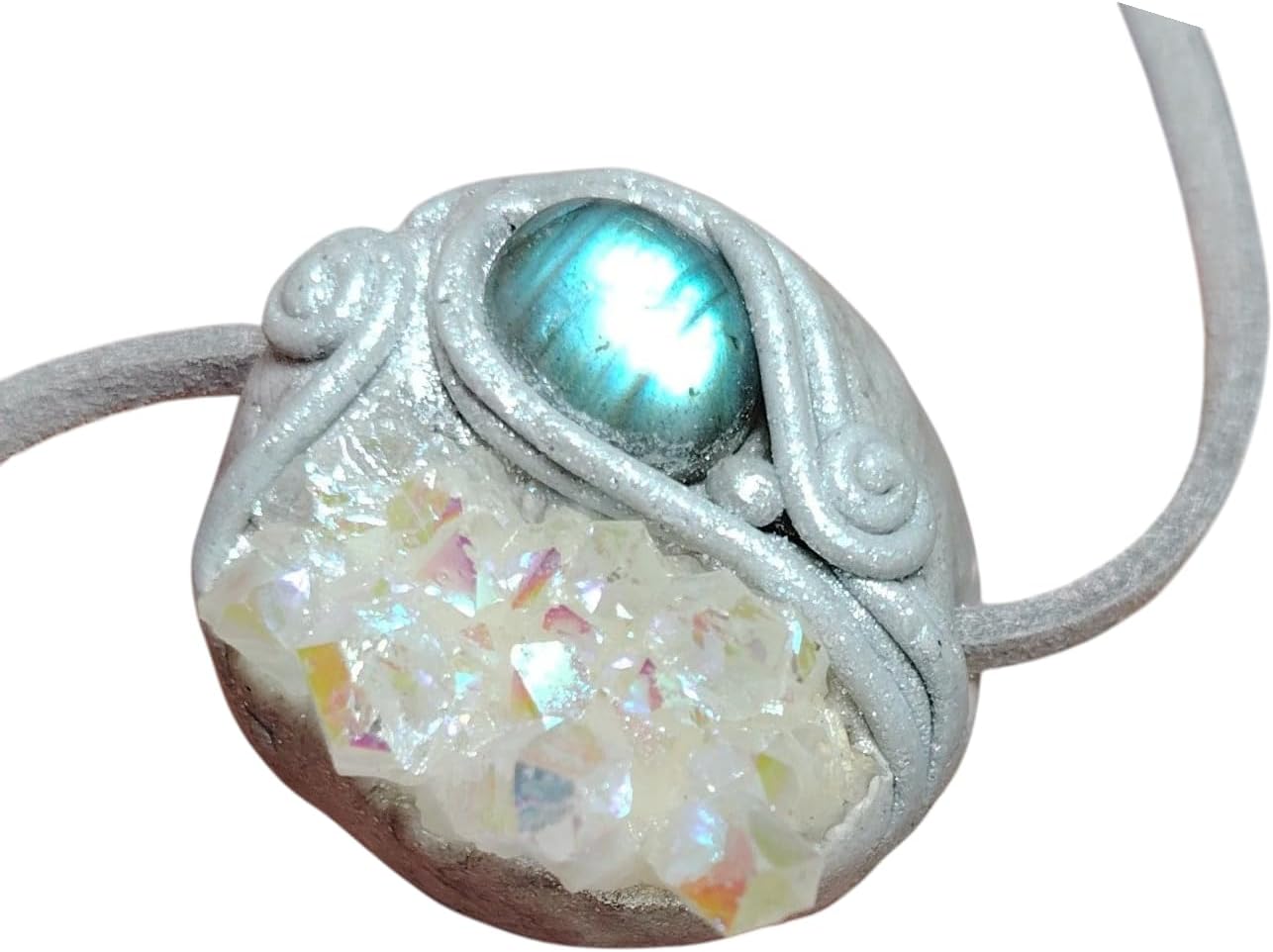 Arcturian Starseed Necklace with Angel Aura Quartz and Labradorite